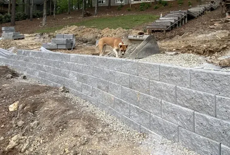 Retaining wall supporting a terrace near Lake Conroe, TX.