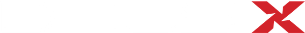 Red stylized X logo on a white background