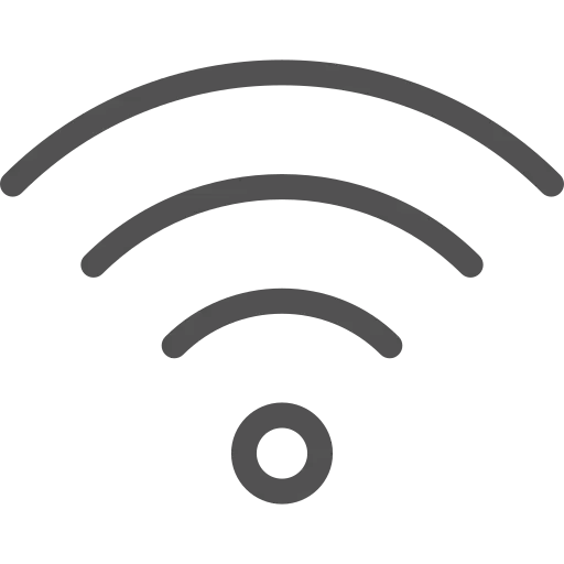 Icono de señal WiFi con tres líneas curvas que emanan de un círculo pequeño.