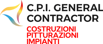 Un logo dell'appaltatore generale CPI con una freccia color arcobaleno.