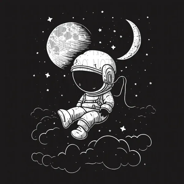 Astronaut Floating With The Moon