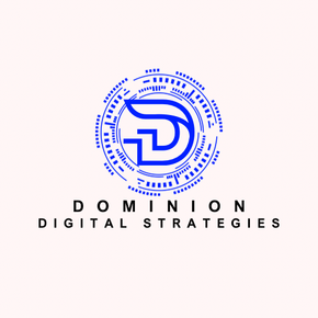 Logo for Dominion Digital Strategies. Blue "D" in a blue tech-themed circle. Text: Dominion Digital Strategies.