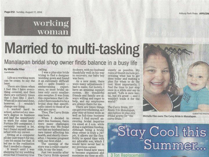 News Paper — The Curvy Bride — Manalapan, New Jersey