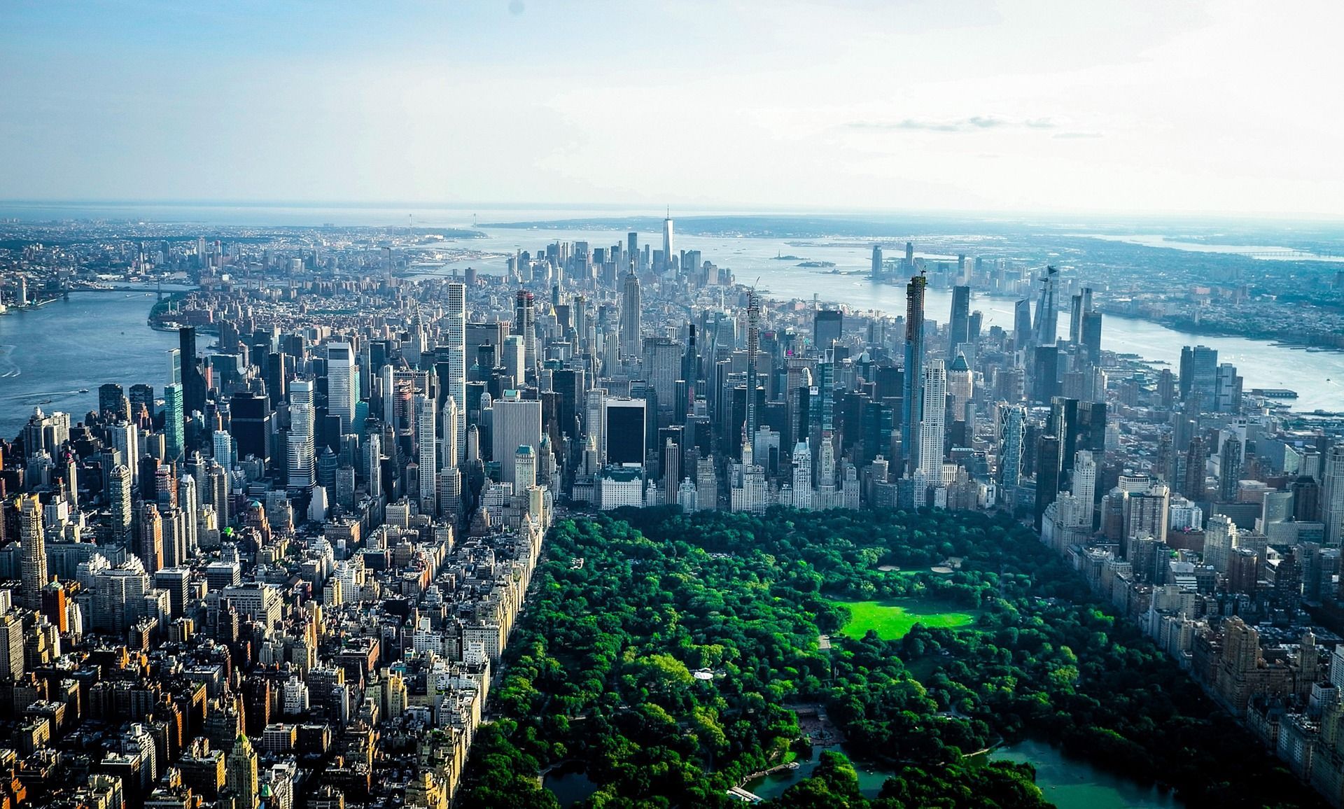An aerial view of a city from a ferris wheel