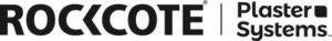 a black and white logo for rockcote plaster systems