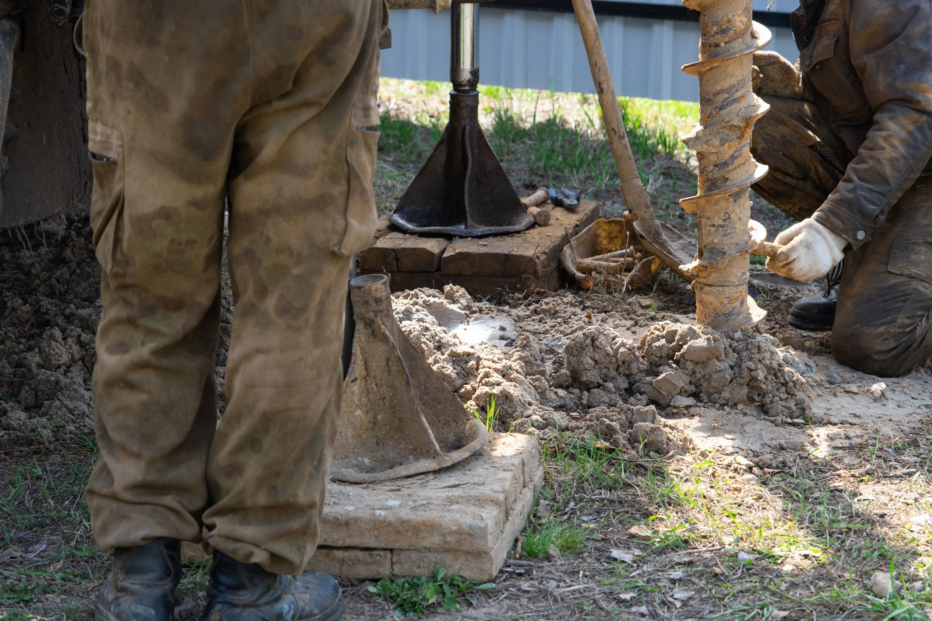 Residential well drilling contractor working on a summer well installation in New York Mills, MN