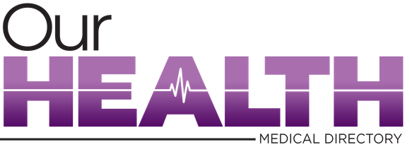 Our Health Medical Directory logo in black and purple text with a heartbeat line in the “A”