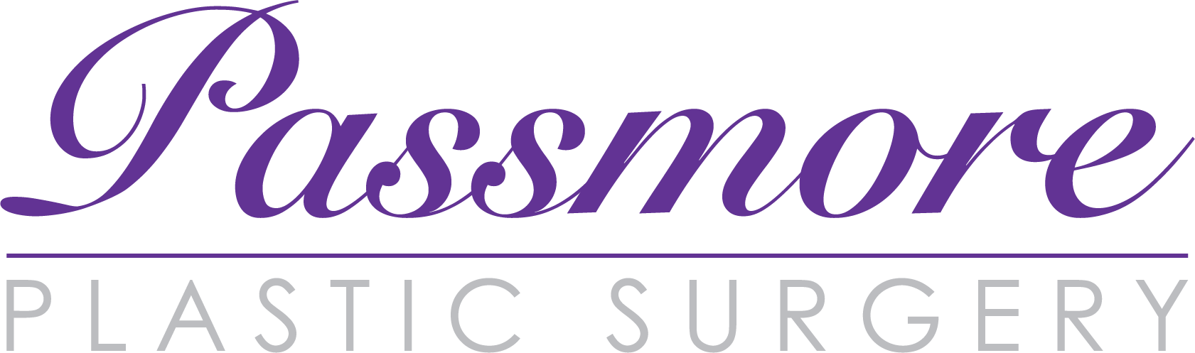 Passmore Plastic Surgery logo in purple and light gray text