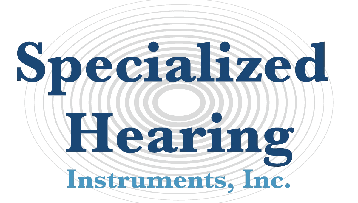Specialized Hearing Instruments, Inc. logo in blue text with concentric gray sound waves on white background