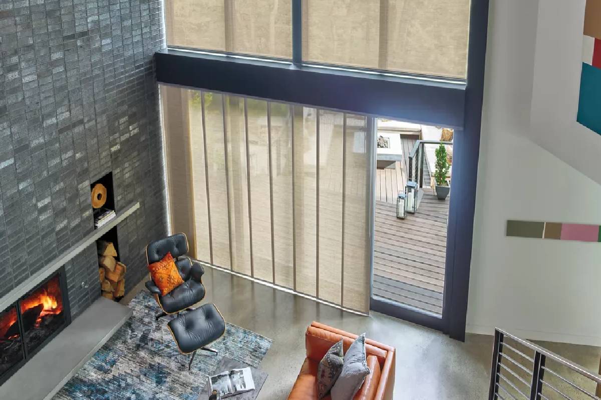 Hunter Douglas Skyline® Gliding Window Panels on a patio door
