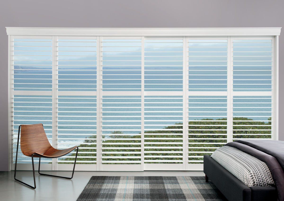 Palm Beach™ Polysatin™ Shutters near Vacaville, California (CA), elegant, wood grain, The Blind Butler, Hunter Douglas