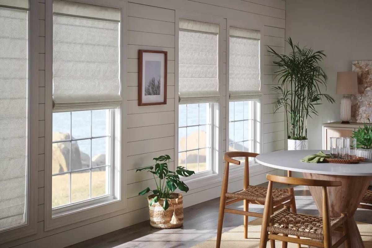 Graber Classic Roman Shades in a dining room near Vacaville, California (CA)