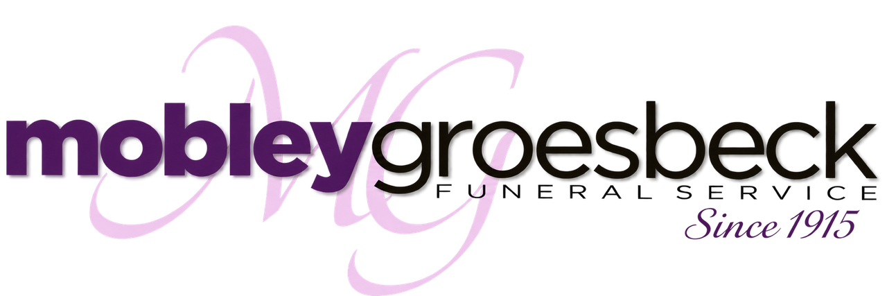 Mobley Groesbeck Funeral Service logo in purple and black with stylized initials and &ldquo;Since 1915&rdquo; text