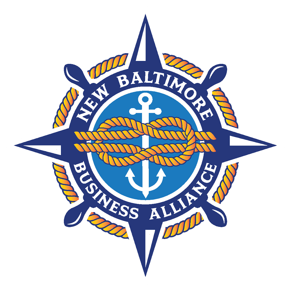 Logo of the New Baltimore Business Alliance: blue and gold compass rose with anchor and nautical knot.