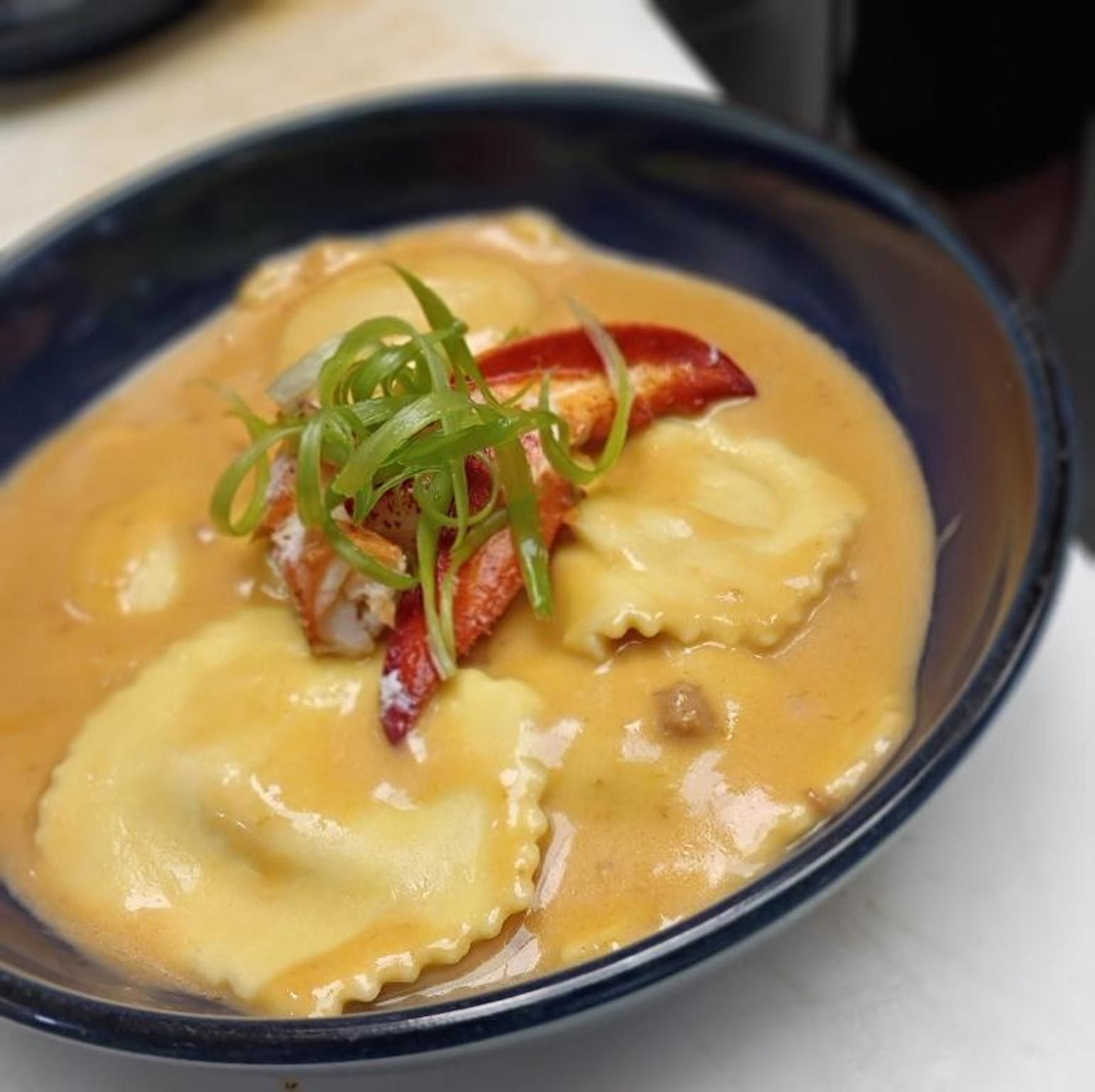 A hearty bowl of Lobster Ravioli at On The Bay
