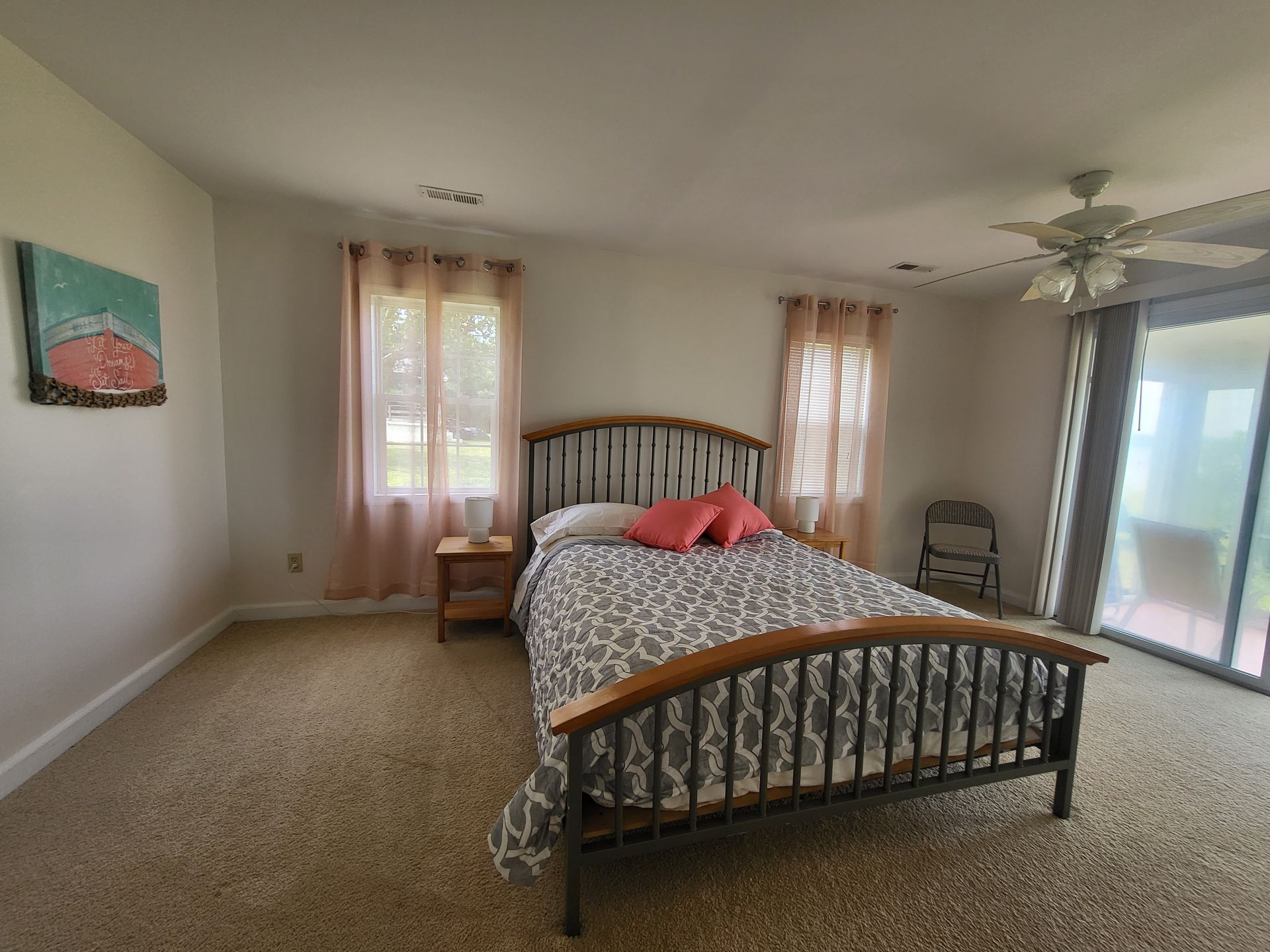 Main bedroom at Mermaids Folly cottage. 