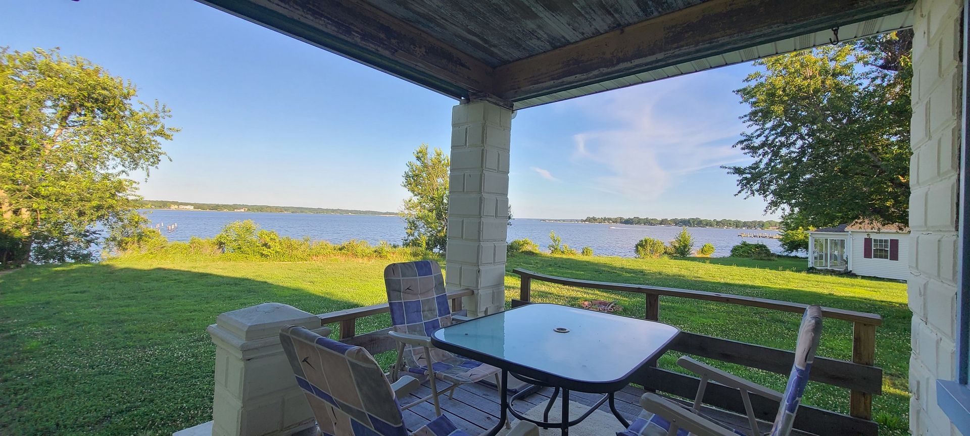 Waterfront porch at Osprey suite. 