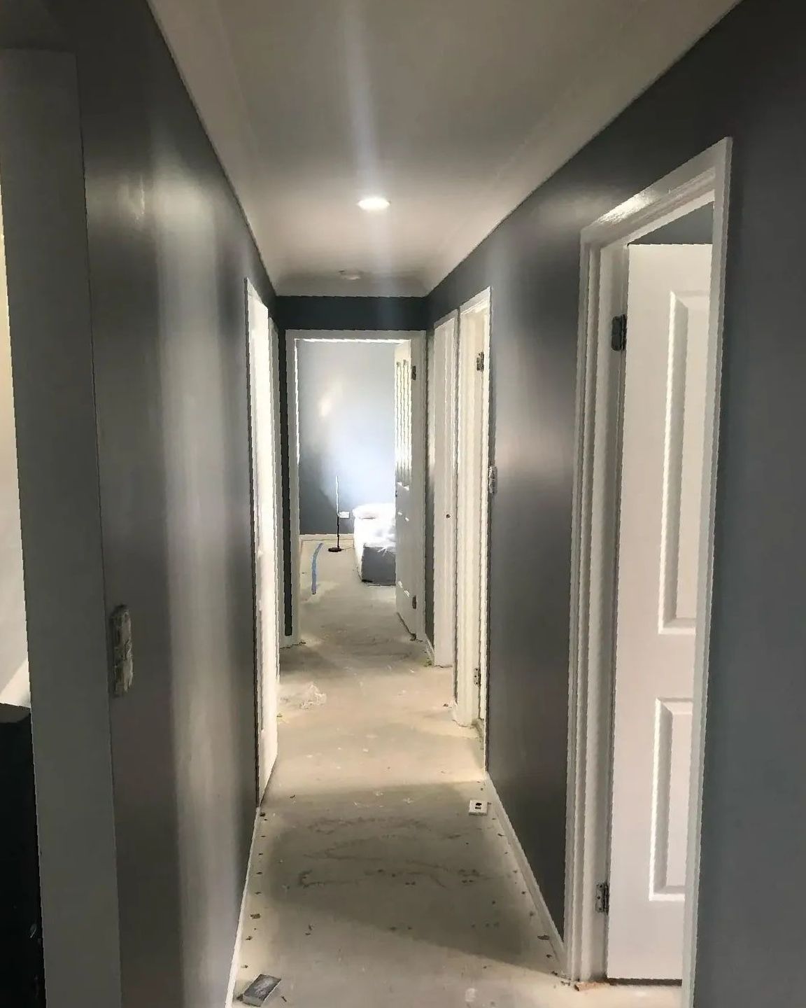 A Long Hallway With Grey Walls and White Doors — The Big Bearded Painter In Karuah, NSW