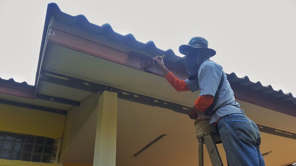 A Man is Painting the Roof of a House — The Big Bearded Painter In Hamilton, NSW