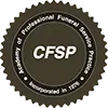 Black seal logo with “CFSP” in the center and “Professional Funeral Service” around the edge.