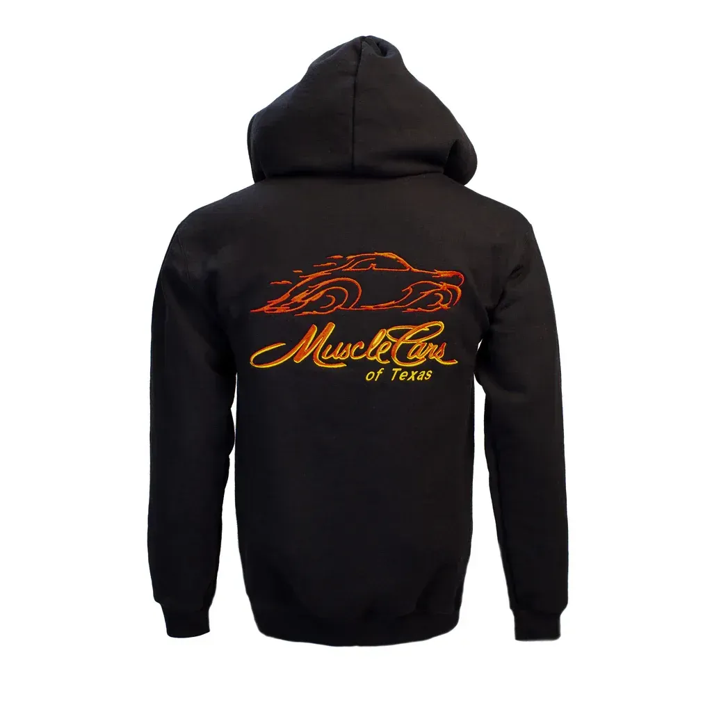 Black hoodie with a car silhouette and 
