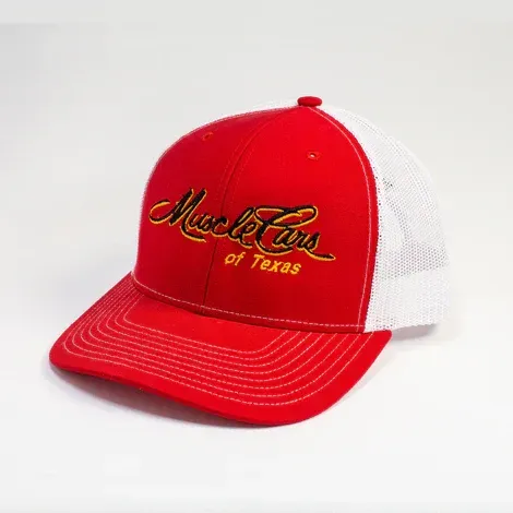 Red cap with the words 