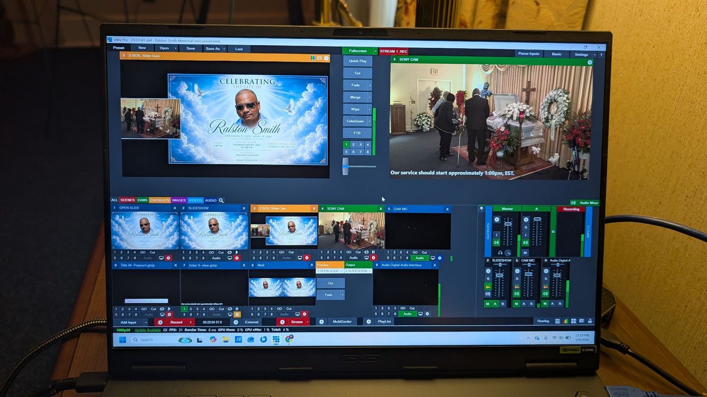 stream a live funeral memorial service