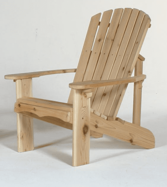 A wooden chair is sitting on a white surface