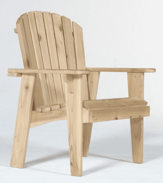 A wooden chair is sitting on a white surface