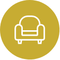 An icon of a chair in a yellow circle.