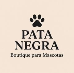 Logo de Pata Negra, huella negra sobre fondo beige con texto “Boutique para Mascotas”