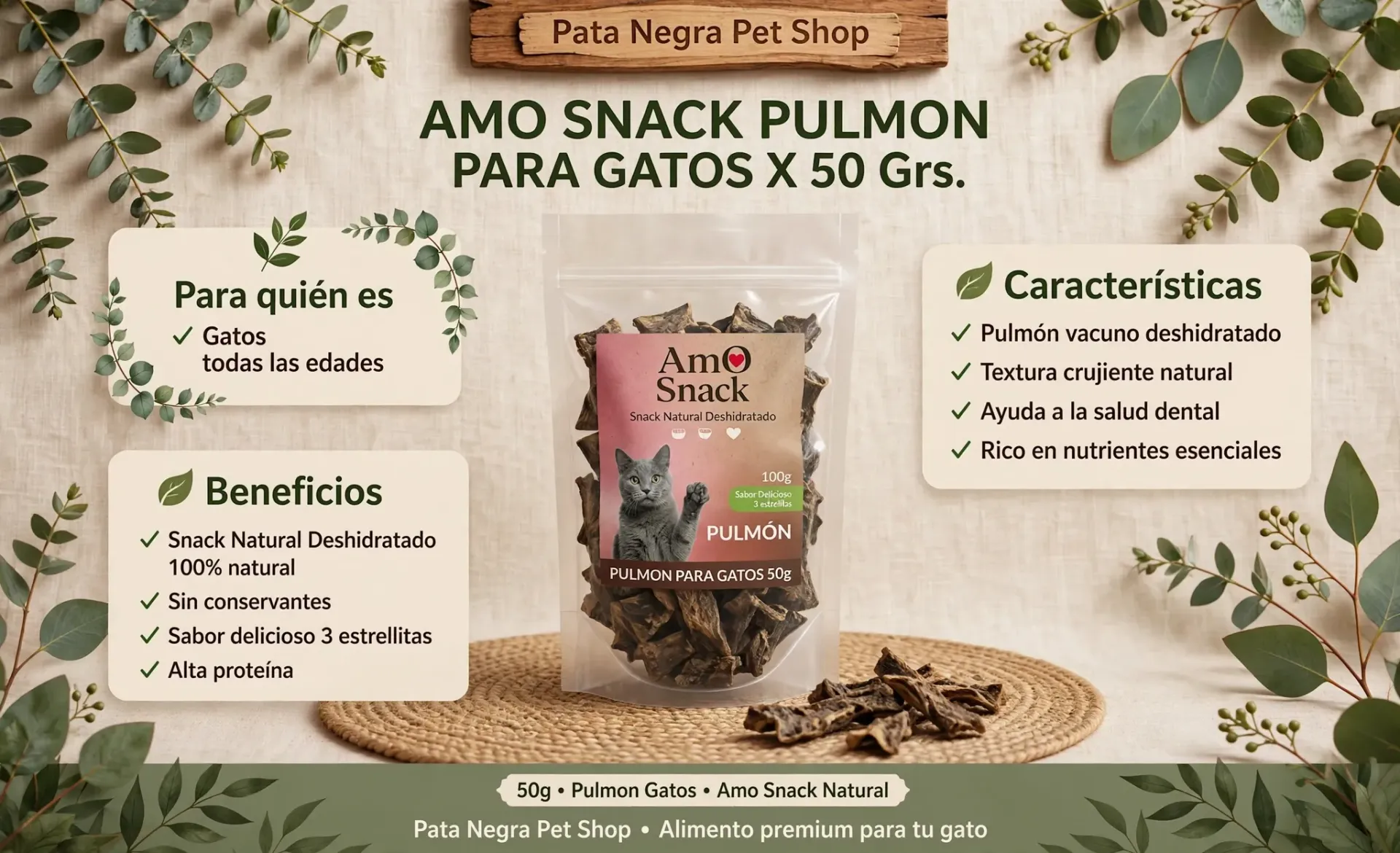 Pulmón Natural Para Gatos - 50 gr.
