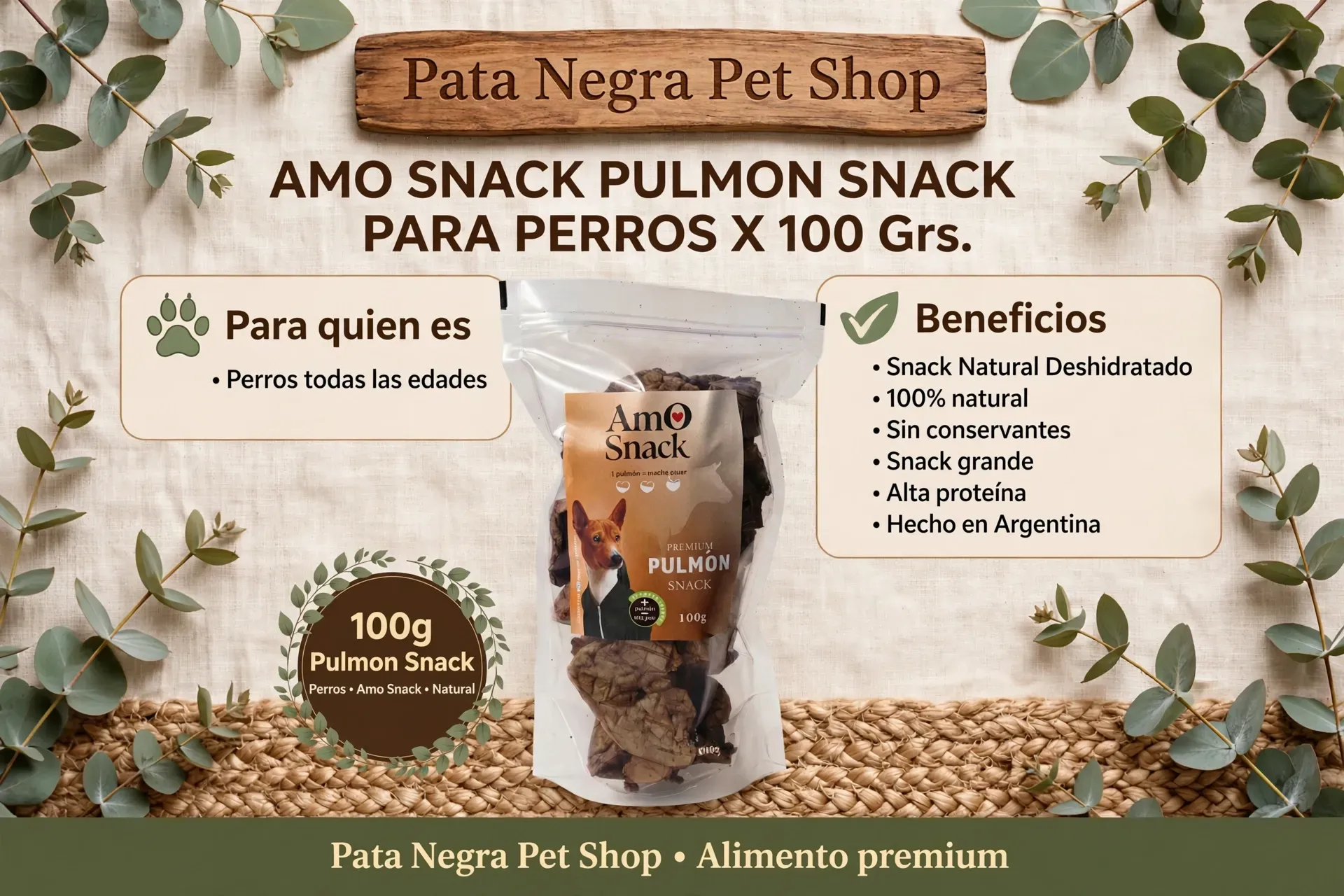 Pulmón Natural Para Perros 100gr