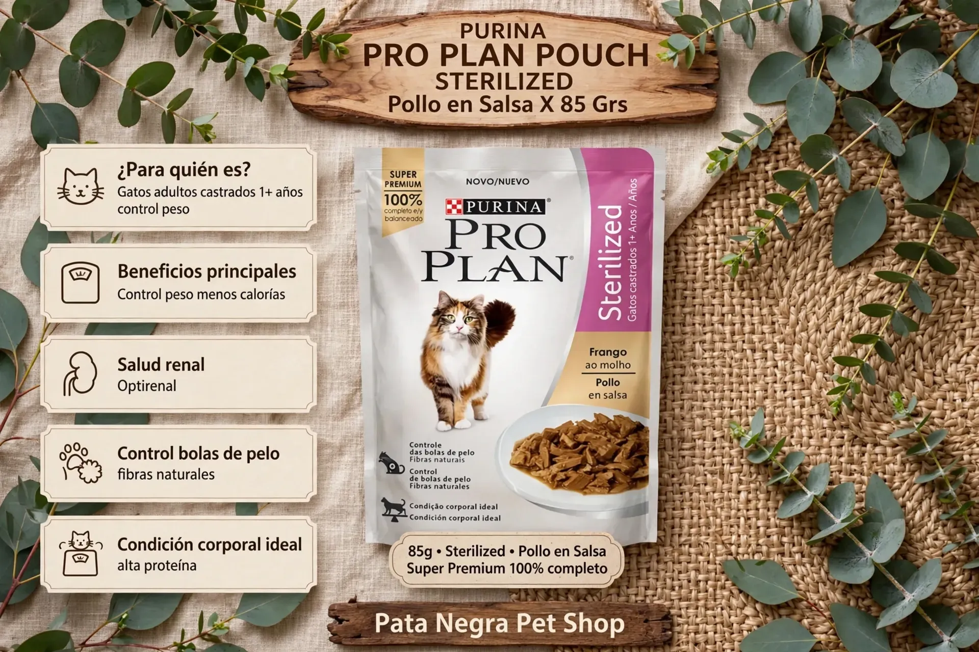 Pro Plan Cat Sterilized Pouch – Alimento Húmedo para Gatos Castrados