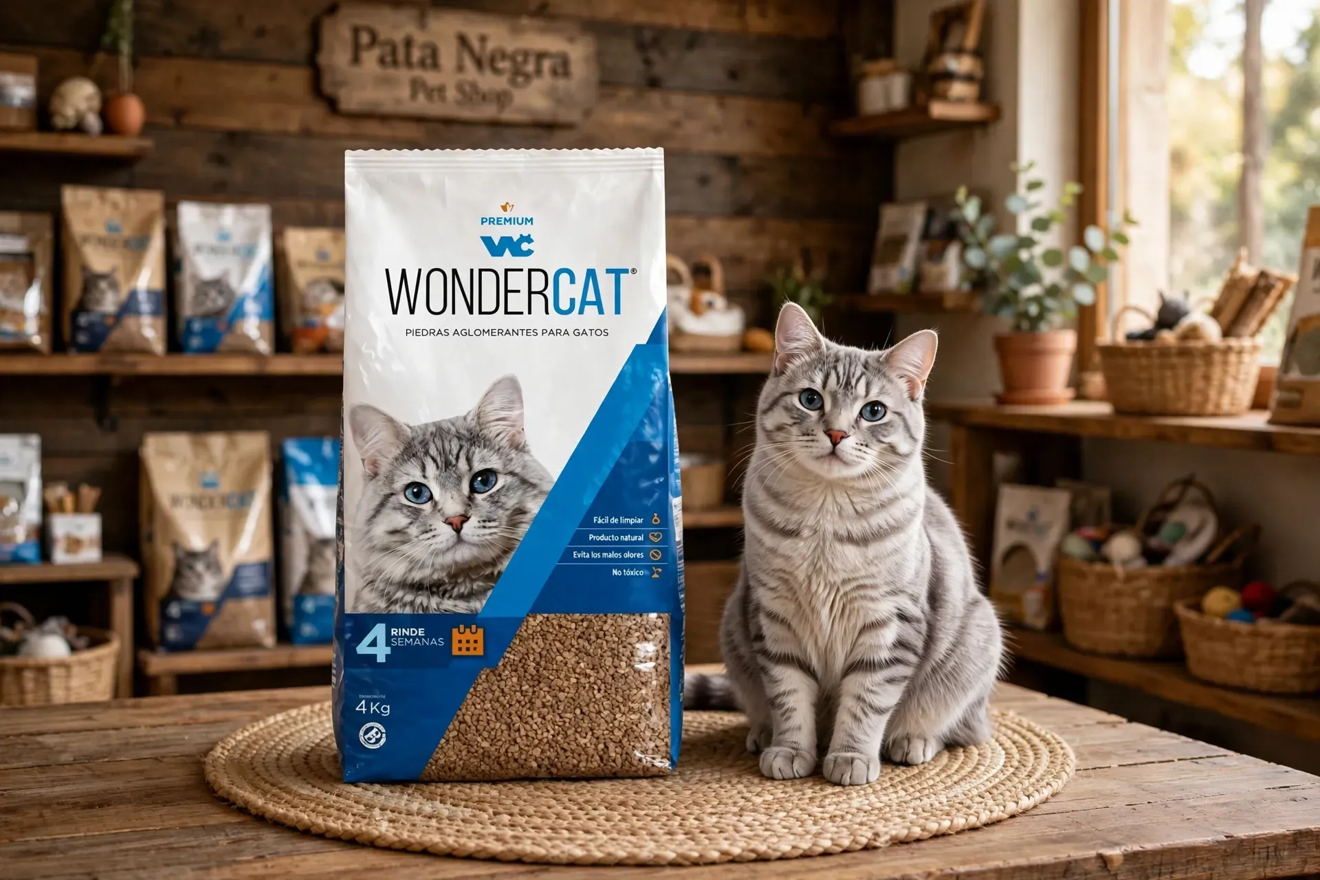 Piedras Esferas Bentonita Wondercat Neutral 4 Kg