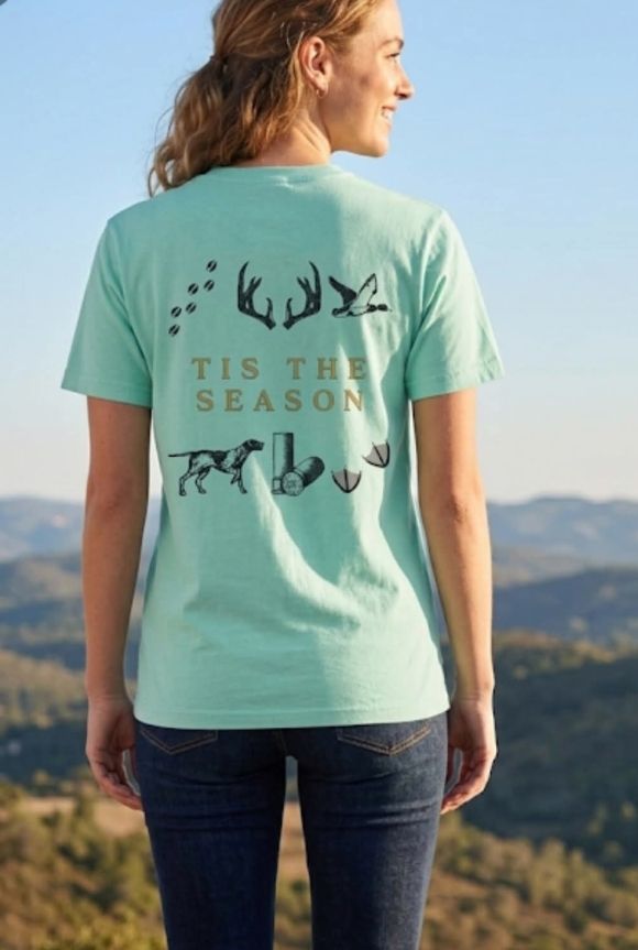 Boondocks Fiber Wildlife & Hunting Seasonal Print Unisex Tee- Premium Cotton (Teal)