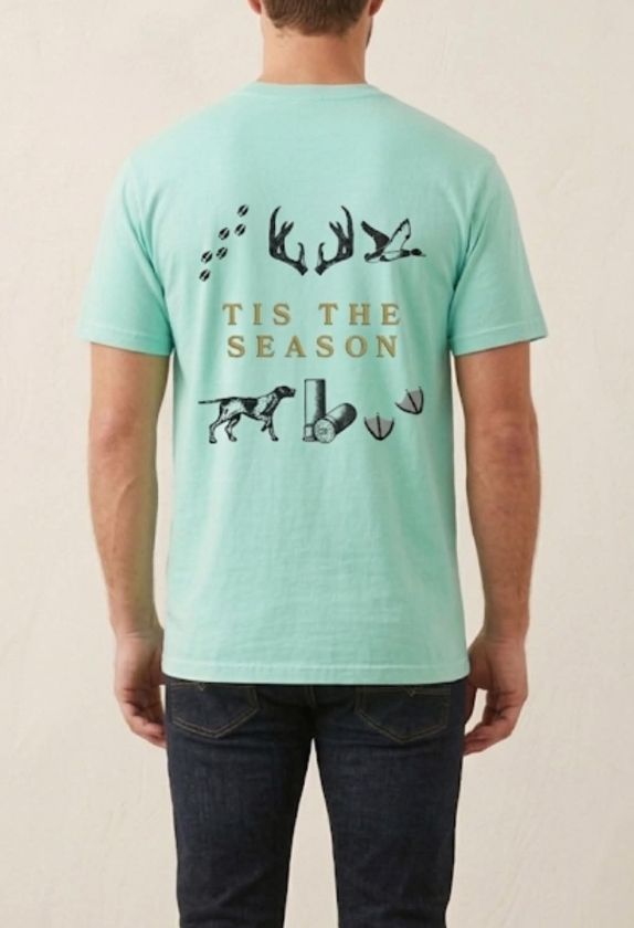Boondocks Fiber Wildlife & Hunting Seasonal Print Unisex Tee- Premium Cotton (Teal)