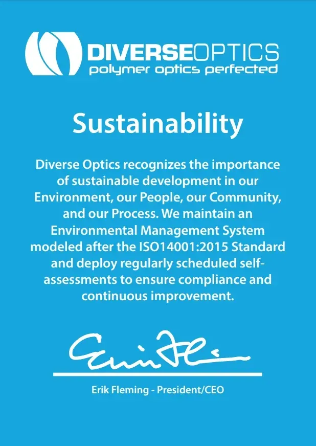 Diverse optics recognizes the importance of sustainable development in our environment