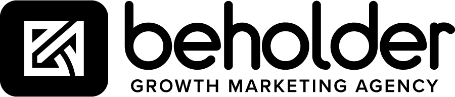 Beholder Growth Marketing Agency logo in black and white with a stylized square icon.