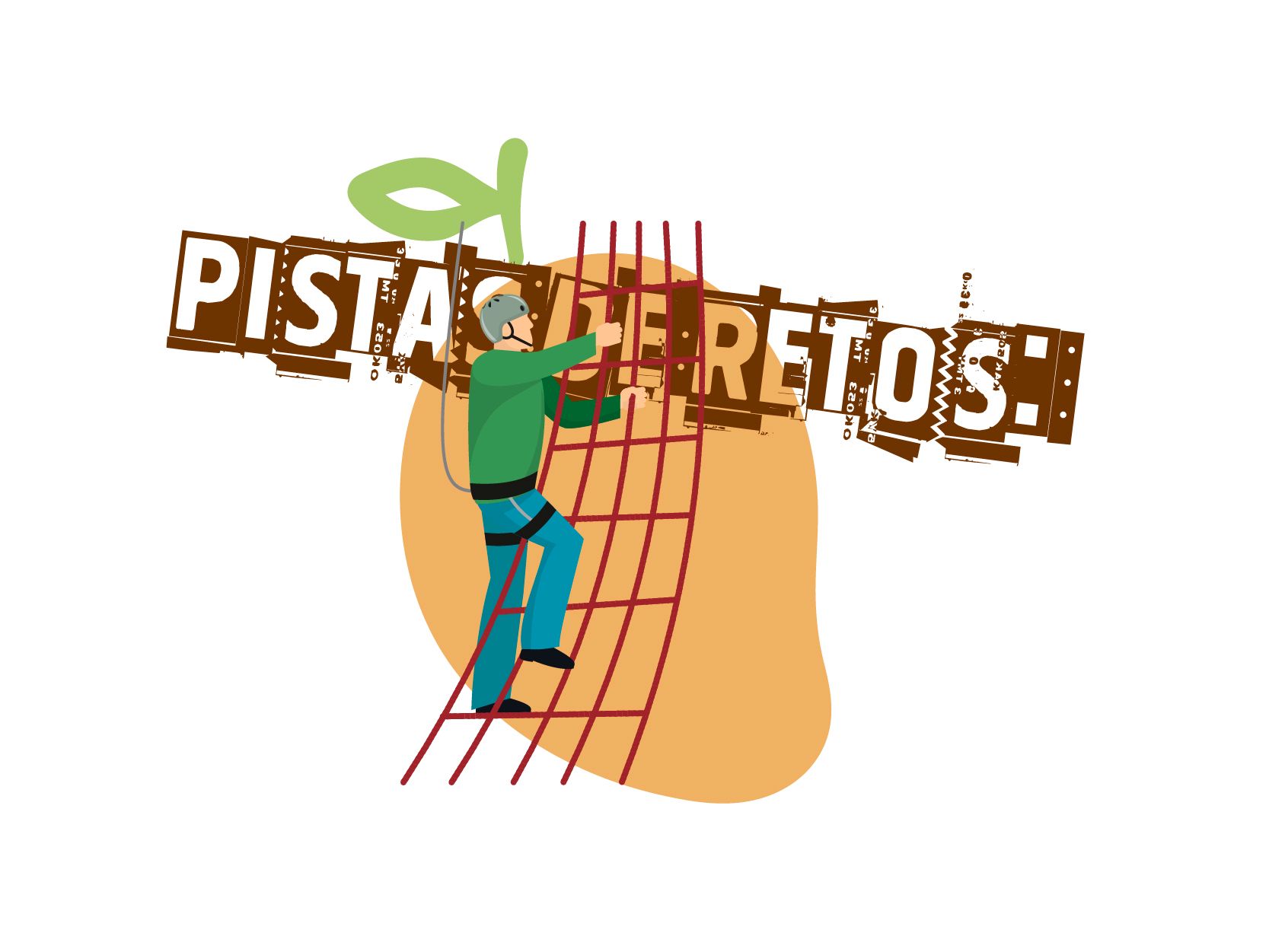 Hombre subiendo una escalera roja sobre un mango,