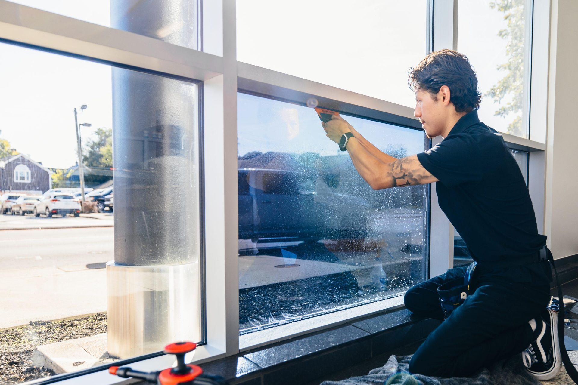 Commercial window film installation
