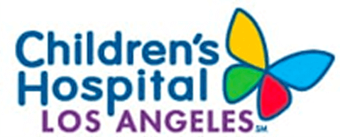 Children's Hospital Los Angeles logo with multicolor butterfly icon and blue-purple text