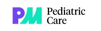 PM Pediatric Care logo with purple and teal “PM” and black text on a white background