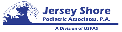Logo of Jersey Shore Podiatric Associates, P.A. featuring a blue wave graphic and text "Jersey Shore Podiatric Associates, P.A."