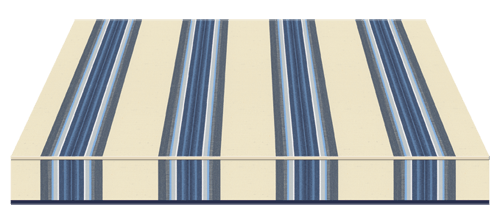 tenda da sole con righe gialle e blu