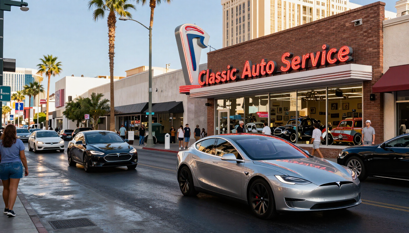 Tesla Driving in Vegas