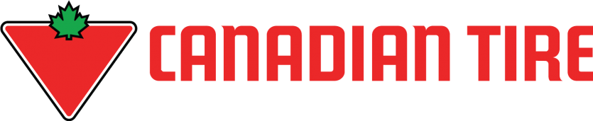 the logo for canadian tire has a red triangle with a maple leaf on it .