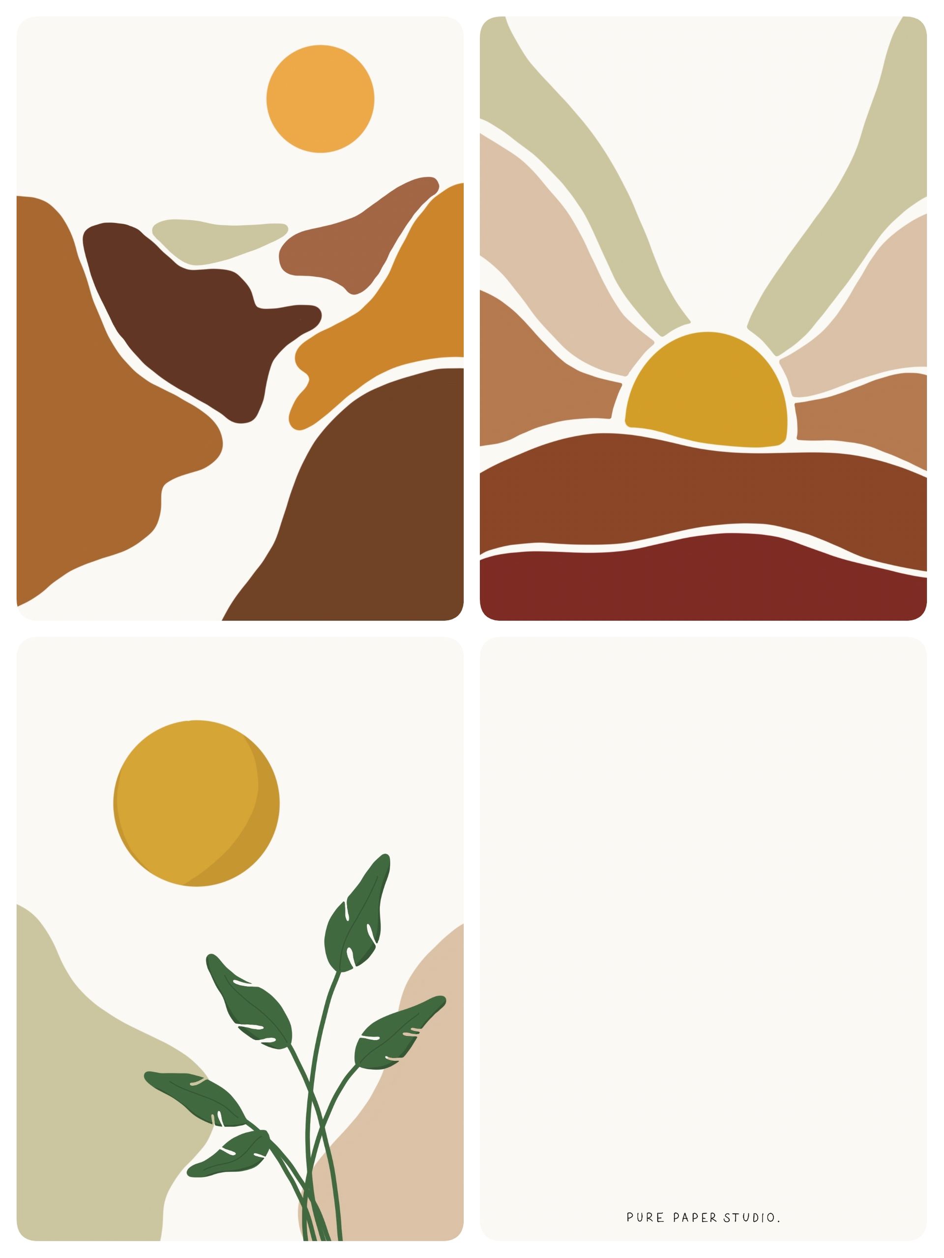 minimalistische wenskaartenset zon