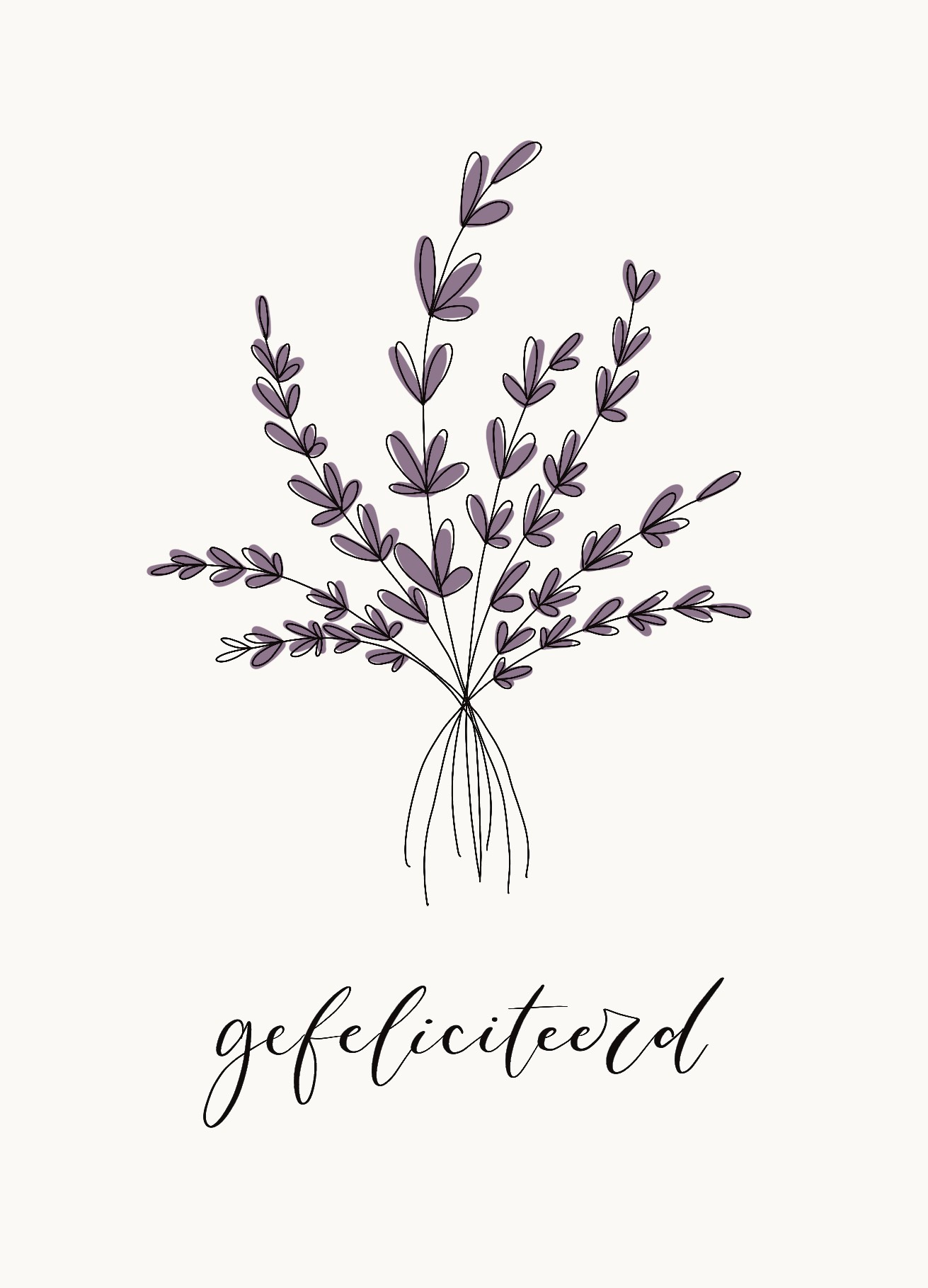 wenskaart 'gefeliciteerd'