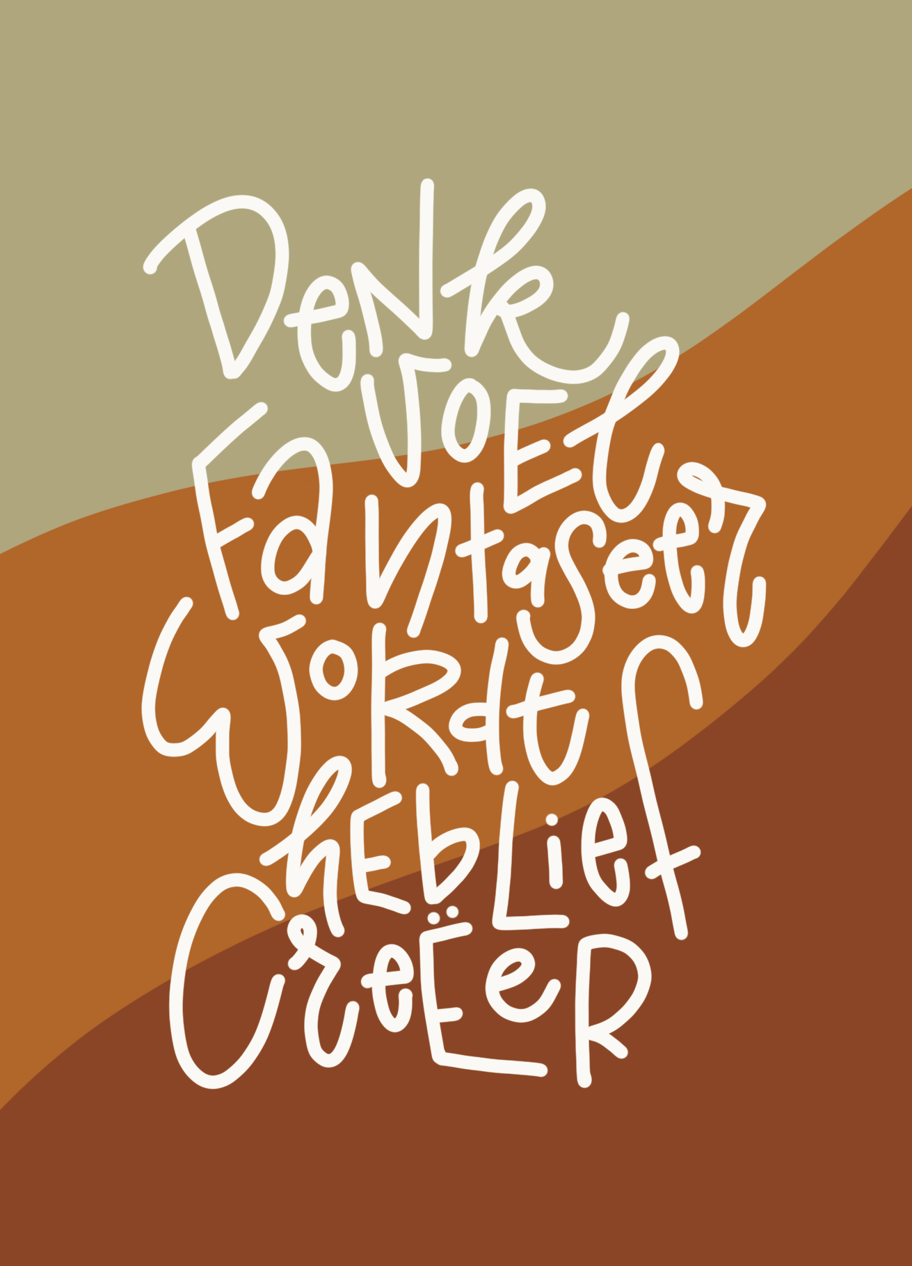 Kaart 'denk, voel, fantaseer' (Pure Paper Studio x Femke Franken)